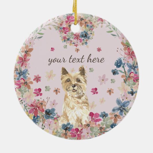 Cairn Terrier Dog Blume Keramik Ornament (Hinten)