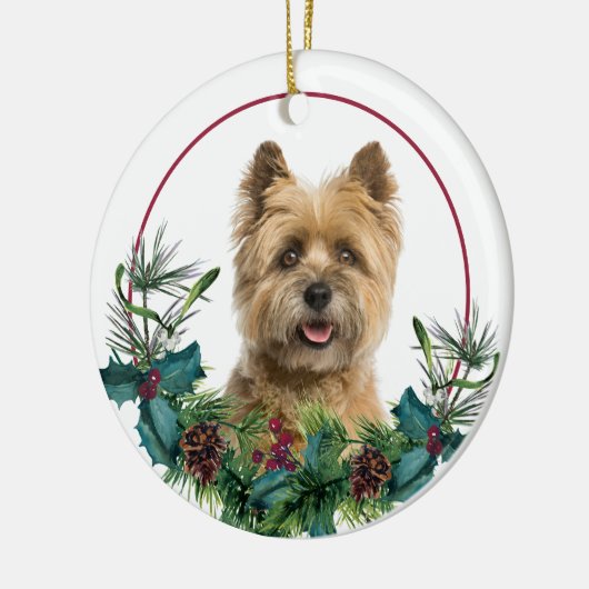 Cairn Terrier Dog Evergreen Kreath Keramik Ornament (Links)
