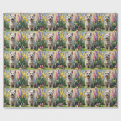 Cairn Terrier Dog Frühlingsblumen Malerei Geschenkpapier (Flach)