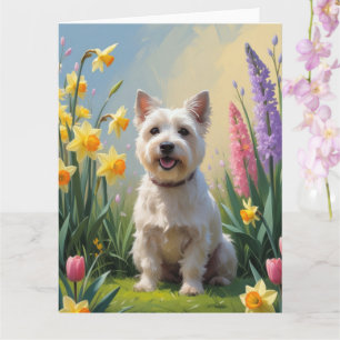 Cairn Terrier Dog Frühlingsblumen Malerei Karte