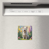 Cairn Terrier Dog Frühlingsblumen Malerei Magnet (In Situ (Geschirrspüler))