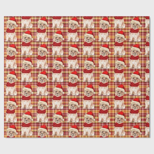 Cairn Terrier Dog Funny Holiday Kariert Weihnachte Geschenkpapier (Flach)