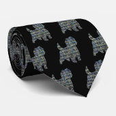 Cairn Terrier Dog Gelb & Blue Gridlines Schwarz Krawatte (Gerollt)