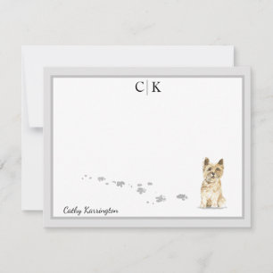 Cairn Terrier Dog Gray Border Monogramm Ihr Name Mitteilungskarte