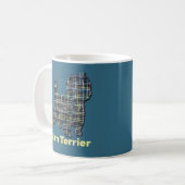 Cairn Terrier Dog Grid Silhouette Blue Background Kaffeetasse (Vorderseite Links)