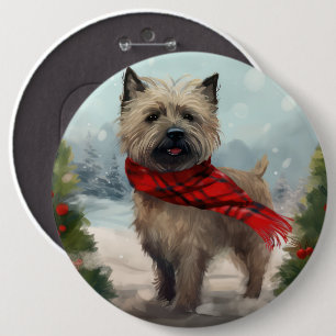 Cairn Terrier Dog im Schnee Weihnachten Button