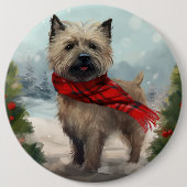 Cairn Terrier Dog im Schnee Weihnachten Button (Vorderseite)
