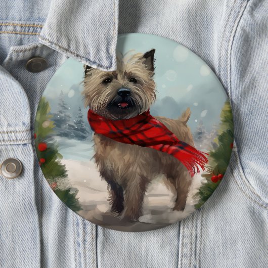 Cairn Terrier Dog im Schnee Weihnachten Button (Beispiel)