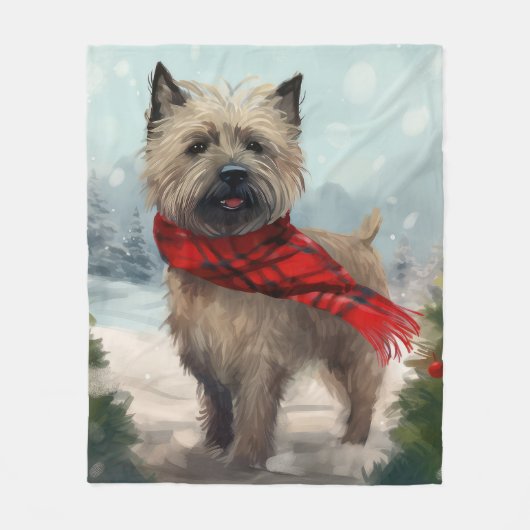 Cairn Terrier Dog im Schnee Weihnachten Fleecedecke (Vorderseite)