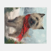 Cairn Terrier Dog im Schnee Weihnachten Fleecedecke (Vorderseite (Horizontal))