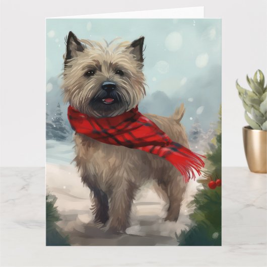 Cairn Terrier Dog im Schnee Weihnachten Karte (Kleine Pflanze)