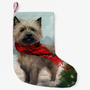 Cairn Terrier Dog im Schnee Weihnachten Kleiner Weihnachtsstrumpf