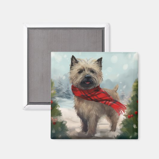 Cairn Terrier Dog im Schnee Weihnachten Magnet (Vorderseite/Rückseite)
