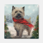 Cairn Terrier Dog im Schnee Weihnachten Magnet (Vorne)