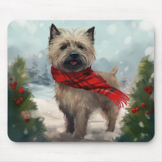 Cairn Terrier Dog im Schnee Weihnachten Mousepad (Vorne)