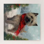 Cairn Terrier Dog im Schnee Weihnachten Puzzle (Horizontal)