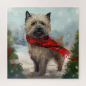 Cairn Terrier Dog im Schnee Weihnachten Puzzle (Vertikal)