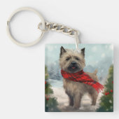 Cairn Terrier Dog im Schnee Weihnachten Schlüsselanhänger (Vorderseite)