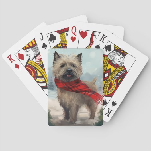 Cairn Terrier Dog im Schnee Weihnachten Spielkarten (Rückseite)
