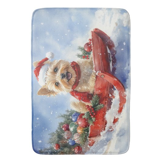 Cairn Terrier Dog in Sledge Let it Schnee Weihnach Badematte (Vorderseite Vertikal)