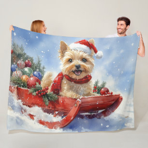 Cairn Terrier Dog in Sledge Let it Schnee Weihnach Fleecedecke