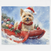 Cairn Terrier Dog in Sledge Let it Schnee Weihnach Fleecedecke (Vorderseite (Horizontal))