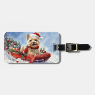 Cairn Terrier Dog in Sledge Let it Schnee Weihnach Gepäckanhänger