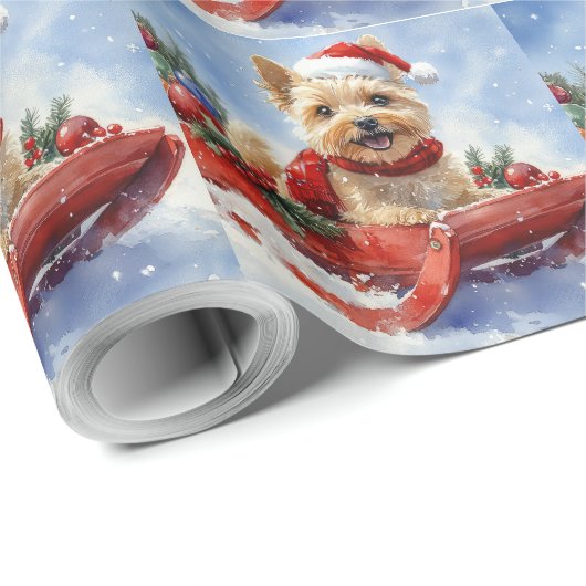 Cairn Terrier Dog in Sledge Let it Schnee Weihnach Geschenkpapier (Rolleneckpunkt)