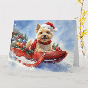 Cairn Terrier Dog in Sledge Let it Schnee Weihnach Karte