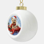 Cairn Terrier Dog in Sledge Let it Schnee Weihnach Keramik Kugel-Ornament (Rechts)