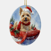 Cairn Terrier Dog in Sledge Let it Schnee Weihnach Keramik Ornament (Rechts)
