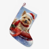 Cairn Terrier Dog in Sledge Let it Schnee Weihnach Kleiner Weihnachtsstrumpf (Vorderansicht (hängend))