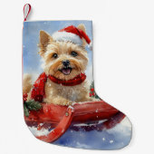 Cairn Terrier Dog in Sledge Let it Schnee Weihnach Kleiner Weihnachtsstrumpf (Vorderseite)