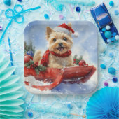 Cairn Terrier Dog in Sledge Let it Schnee Weihnach Pappteller (Party)