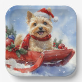 Cairn Terrier Dog in Sledge Let it Schnee Weihnach Pappteller (Vorderseite)