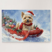 Cairn Terrier Dog in Sledge Let it Schnee Weihnach Puzzle (Horizontal)