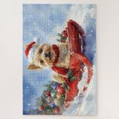 Cairn Terrier Dog in Sledge Let it Schnee Weihnach Puzzle (Vertikal)