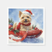 Cairn Terrier Dog in Sledge Let it Schnee Weihnach Serviette (Vorderseite)