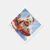 Cairn Terrier Dog in Sledge Let it Schnee Weihnach Serviette (Ecke)