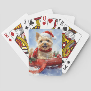 Cairn Terrier Dog in Sledge Let it Schnee Weihnach Spielkarten