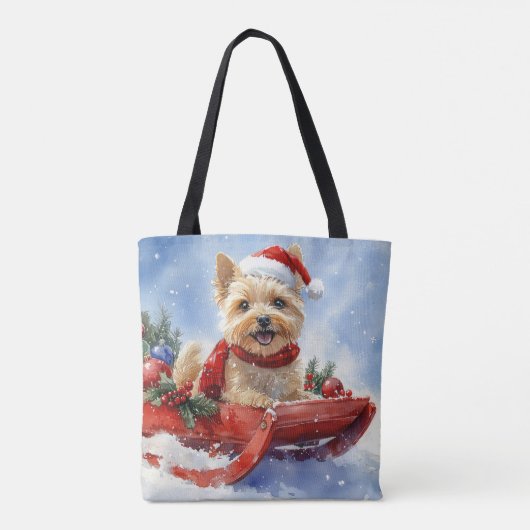 Cairn Terrier Dog in Sledge Let it Schnee Weihnach Tasche (Rückseite)