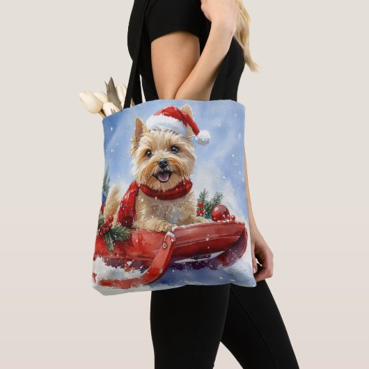Cairn Terrier Dog in Sledge Let it Schnee Weihnach Tasche (Von Nahem)