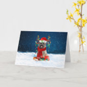 Cairn Terrier Dog in Snow mit Weihnachtsgeschenken Karte (Gelbe Blume)