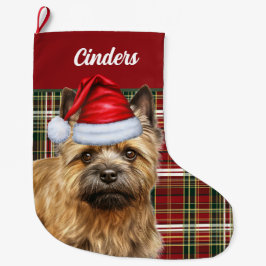 Cairn Terrier Dog mit Holiday Kariert Personalisie Großer Weihnachtsstrumpf