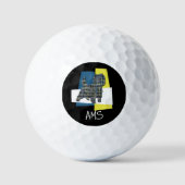 Cairn Terrier Dog Monogram Silhouette TriGBlack Golfball (Vorderseite)