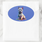 Cairn Terrier Dog Ovaler Aufkleber (Tasche)
