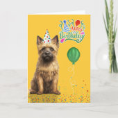 Cairn Terrier Dog Party Hat Yellow Birthday Karte (Vorderseite)
