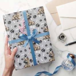 Cairn Terrier Dog Pattern auf blau Geschenkpapier