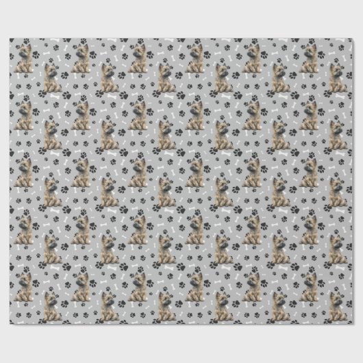Cairn Terrier Dog Pattern auf blau Geschenkpapier (Flach)