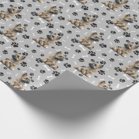 Cairn Terrier Dog Pattern auf blau Geschenkpapier (Ecke)